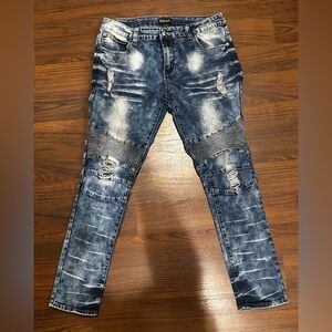 Men's Blue Distressed Skinny Jeans